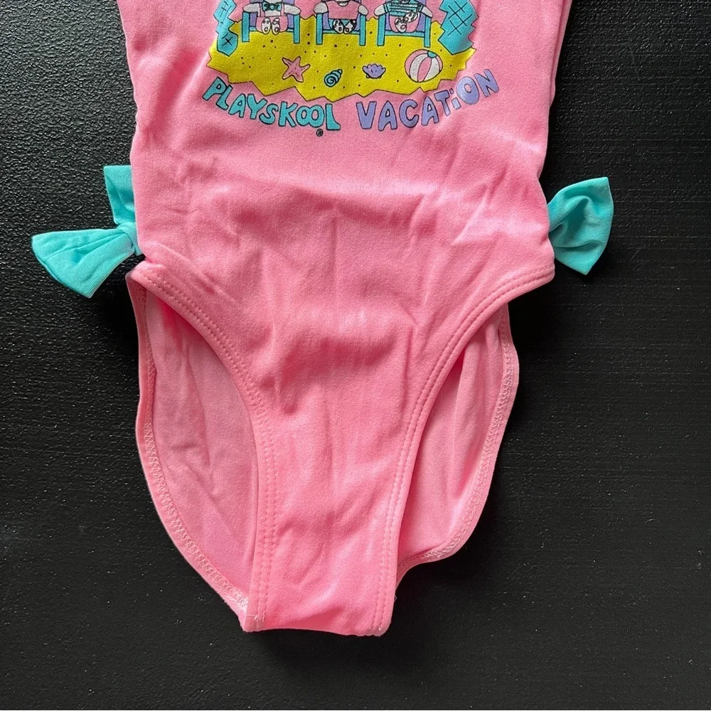 Vintage Playskool Vacation Neon Pink One Piece Swimsuit Size 5/6 - Picture 3 of 9
